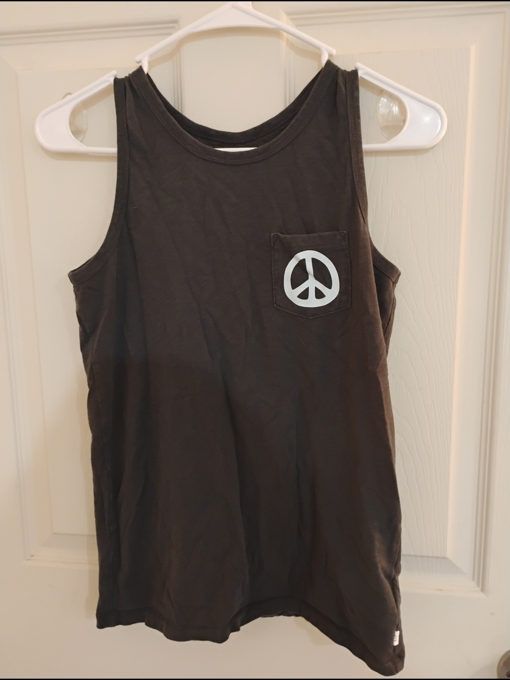 GAP Dark Gray Tank with White Peace Pocket Logo